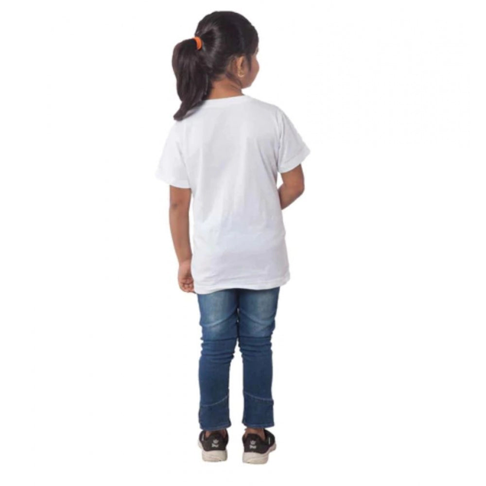 HamariDookan Girls Cotton Princess Half Sleeve TShirt (White)