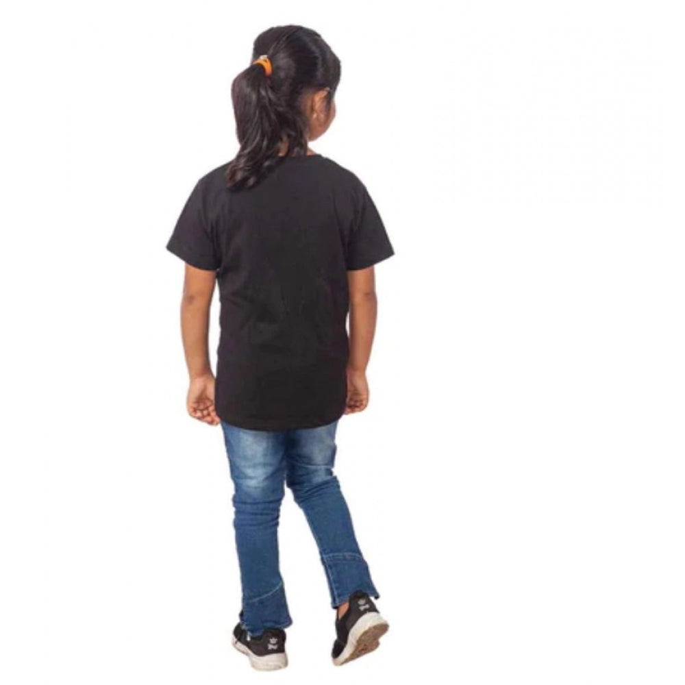 HamariDookan Girls Cotton Tribal Half Sleeve TShirt (Black)