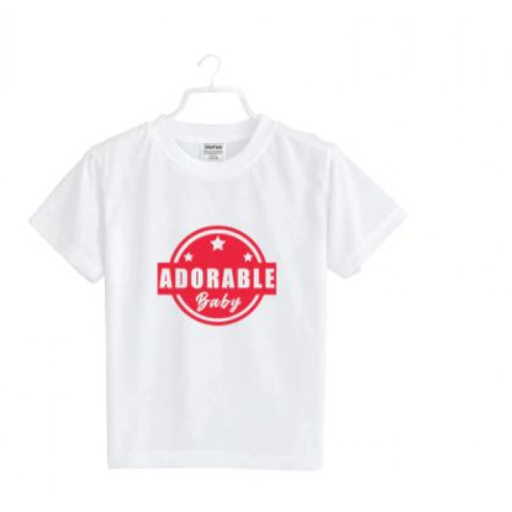 HamariDookan Boys Cotton Adorable Baby Half Sleeve TShirt (White)