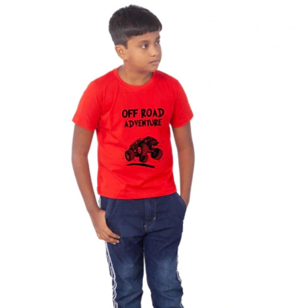 HamariDookan Boys Cotton Off Road Adventure Half Sleeve TShirt (Red)