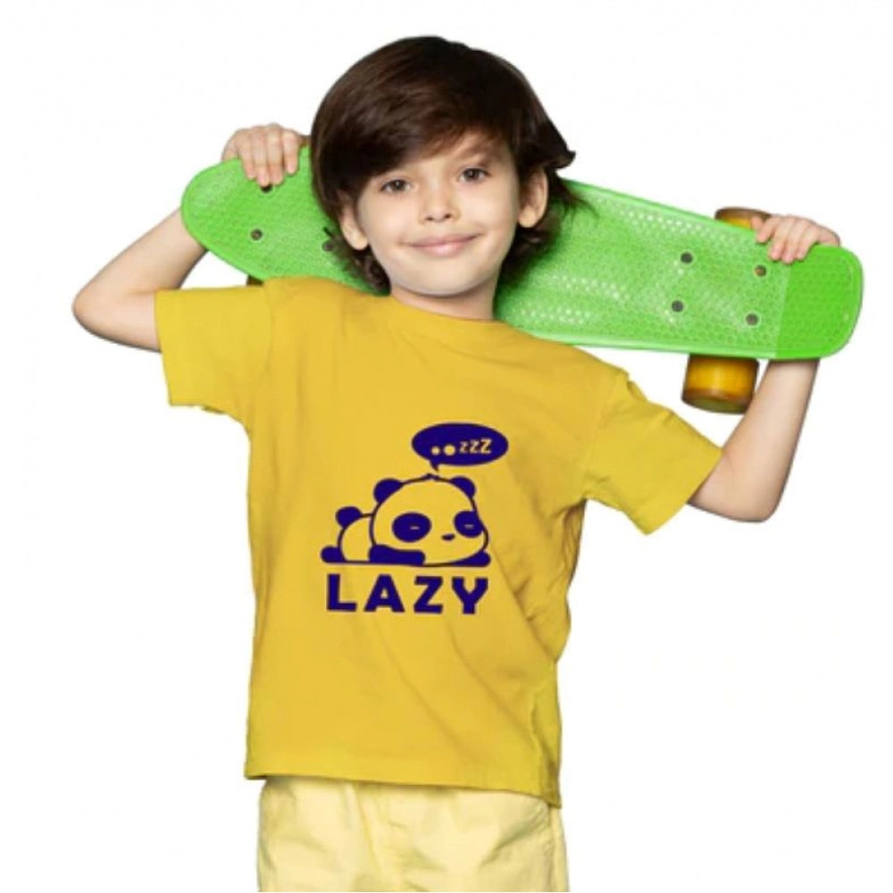 HamariDookan Boys Cotton Lazy Half Sleeve TShirt (Mustard)