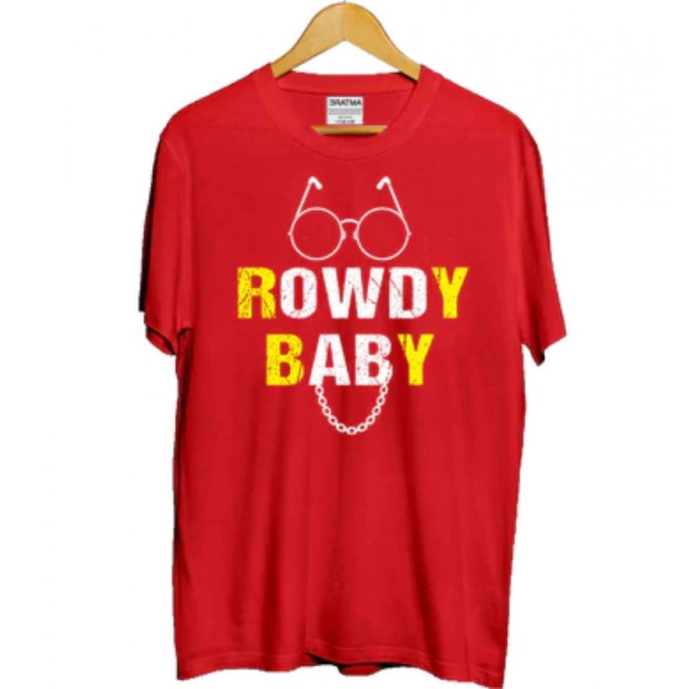 HamariDookan Girls Cotton Rowdy Baby Half Sleeve TShirt (Red)
