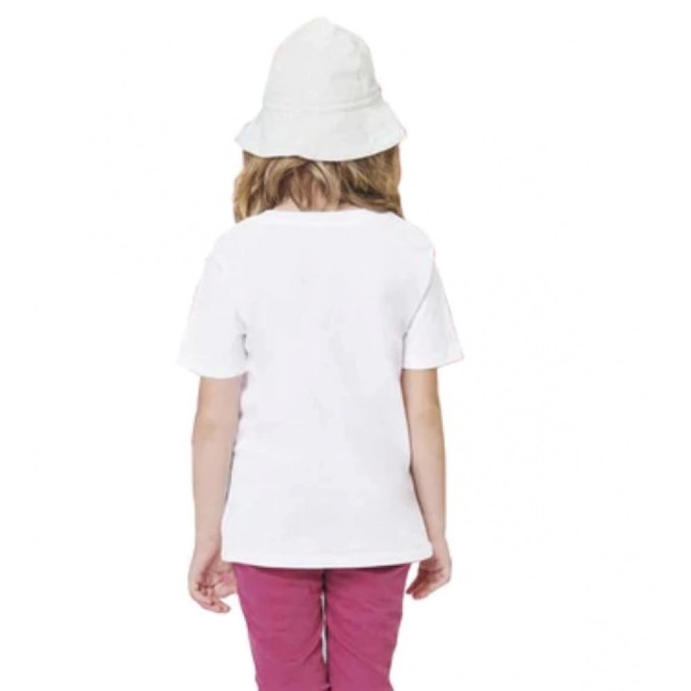 HamariDookan Girls Cotton Akashi Half Sleeve TShirt (White)