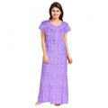 HD Women's Cotton Printed Maxi Nighty (Lavender)