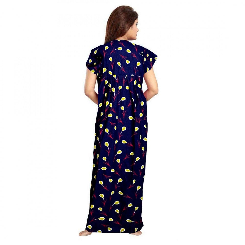 HD Women's Cotton Printed Maxi Nighty (Purple)