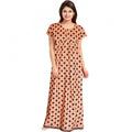 HD Women's Cotton Printed Maxi Nighty (Peach)