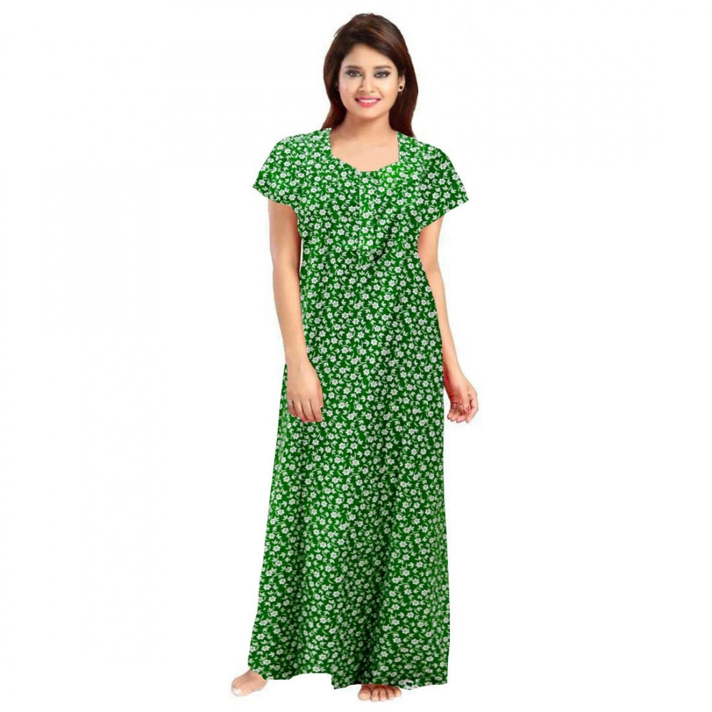 HD Women's Cotton Printed Maxi Nighty (Green)