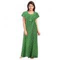 HD Women's Cotton Printed Maxi Nighty (Green)