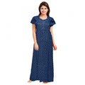 HD Women's Cotton Printed Maxi Nighty (Blue)