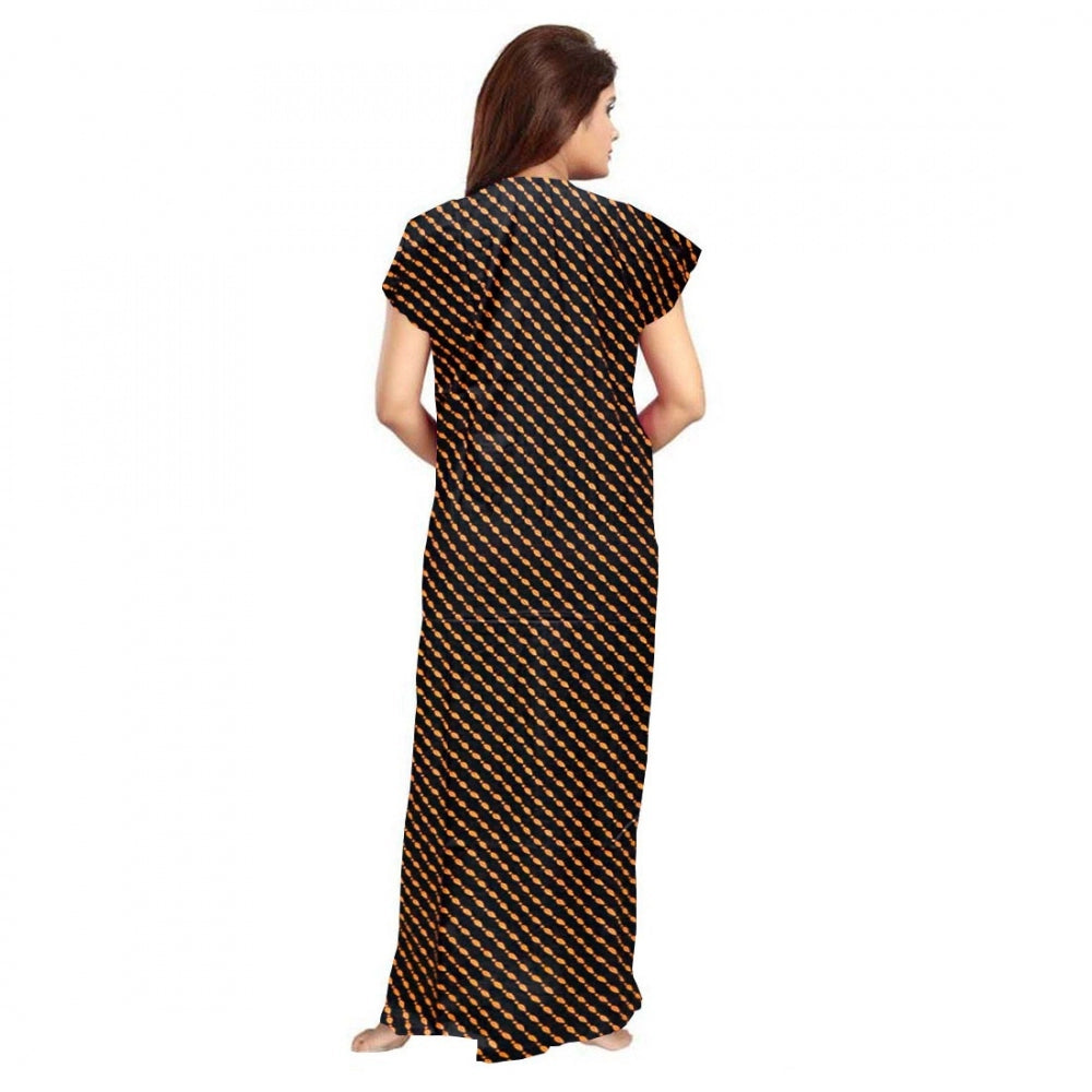 HD Women's Cotton Printed Maxi Nighty (Brown)