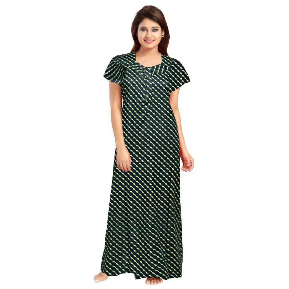 HD Women's Cotton Printed Maxi Nighty (Green)