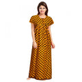 HD Women's Cotton Printed Maxi Nighty (Mustard)