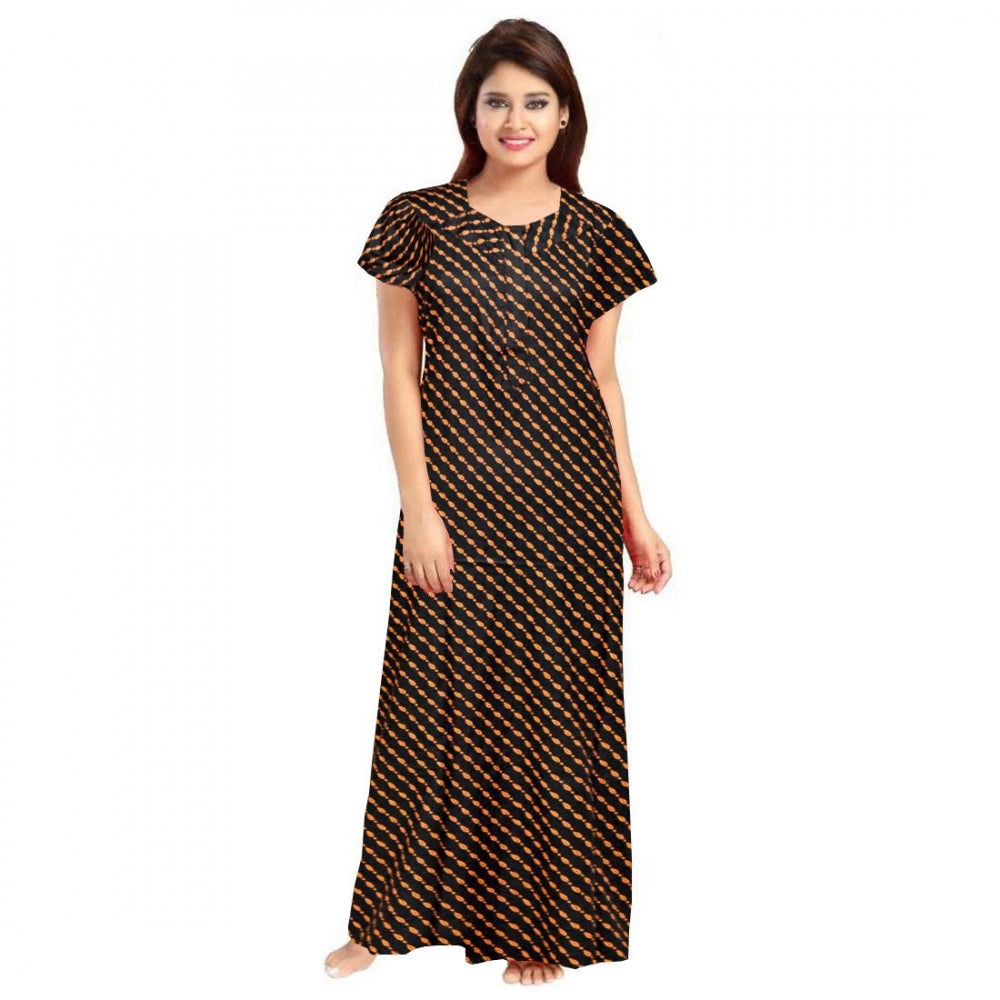 HD Women's Cotton Printed Maxi Nighty (Brown)