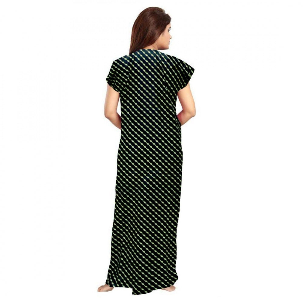 HD Women's Cotton Printed Maxi Nighty (Green)