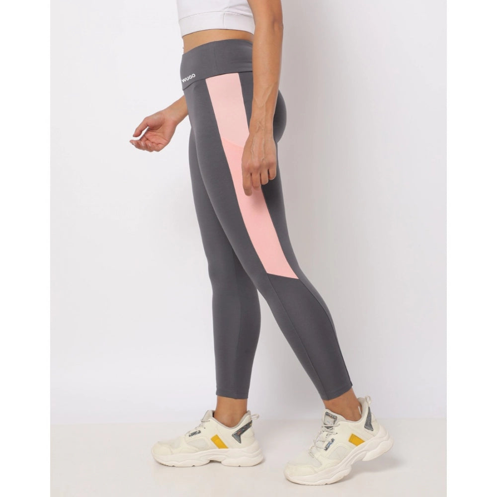 HD Women's Polyster Solid Sport Leggings (Grey)