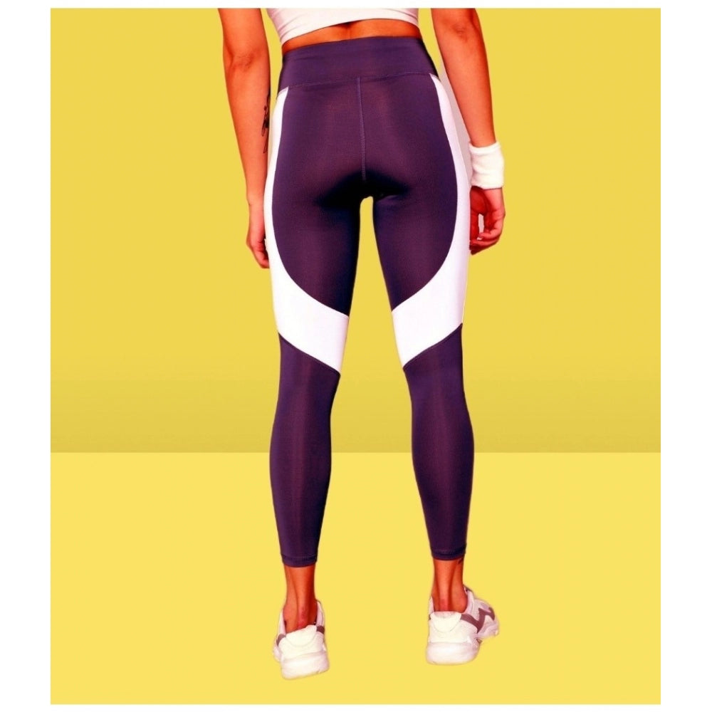 HD Women's Polyster Solid Sport Leggings (Purple)