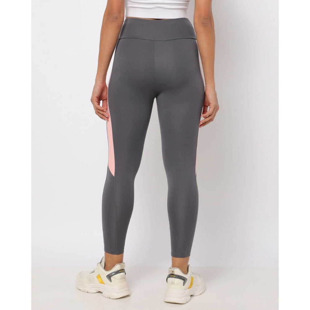 HD Women's Polyster Solid Sport Leggings (Grey)