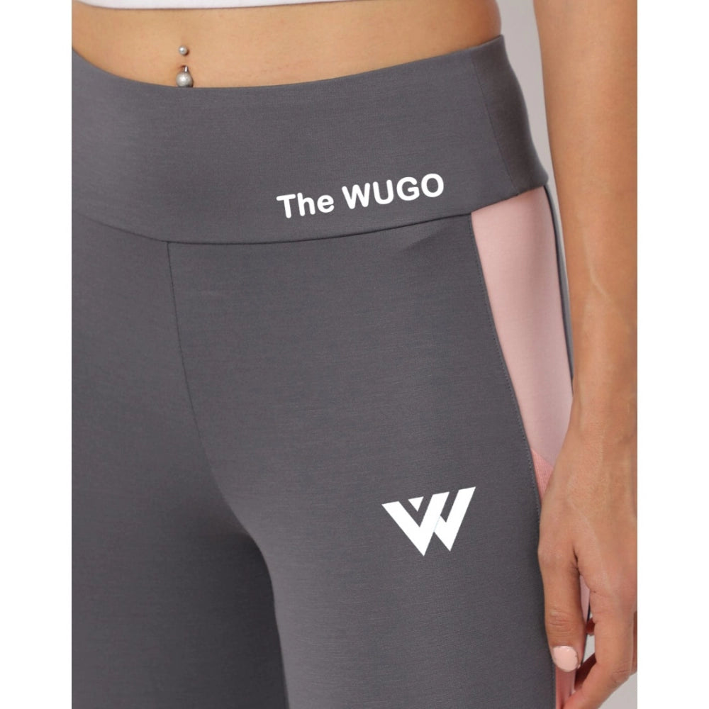 HD Women's Polyster Solid Sport Leggings (Grey)