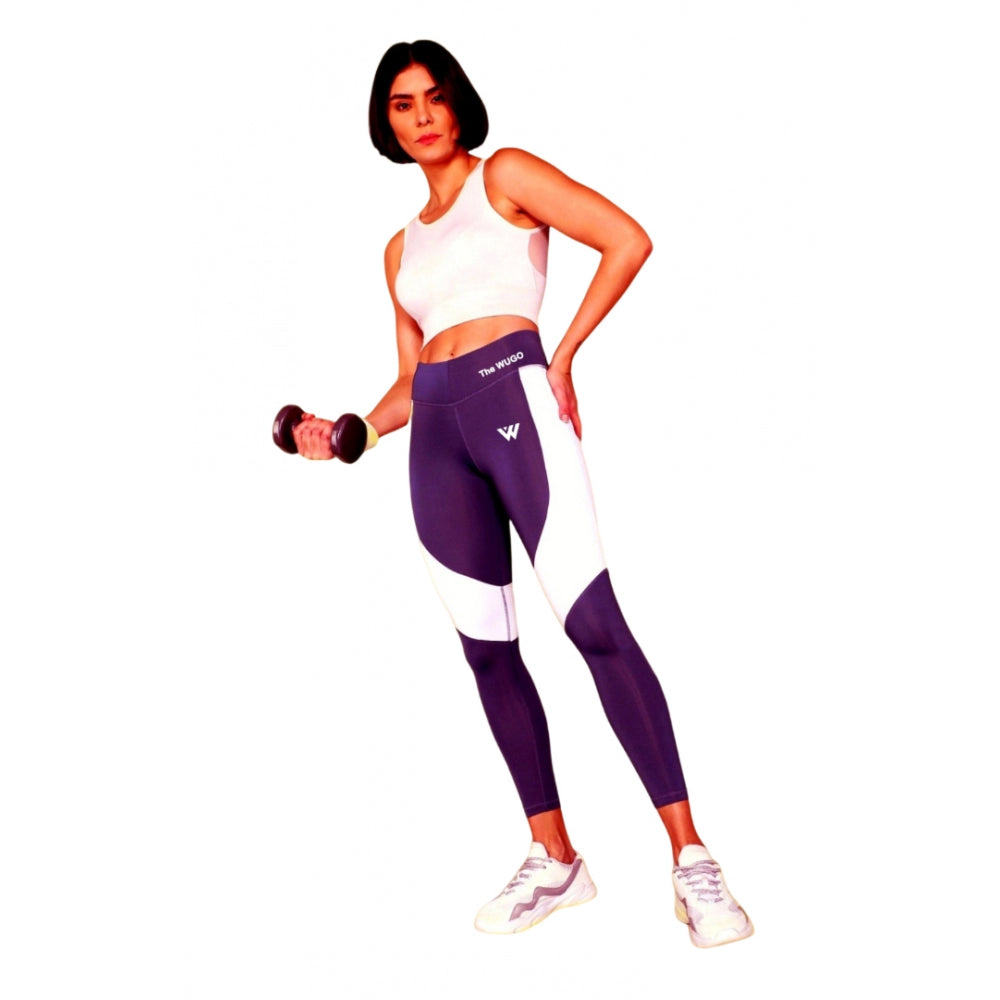 HD Women's Polyster Solid Sport Leggings (Purple)