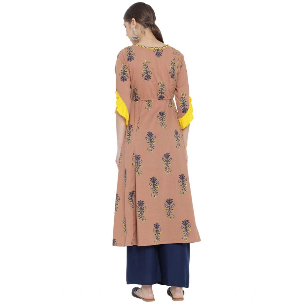 HD Women's Casual 3/4 th Sleeve Floral Printed Cotton Kurti (MultiColor)
