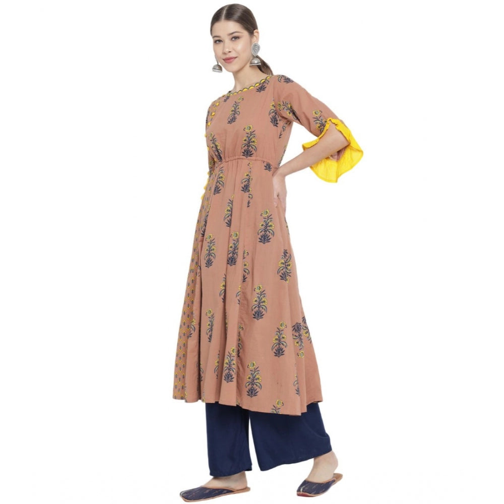HD Women's Casual 3/4 th Sleeve Floral Printed Cotton Kurti (MultiColor)