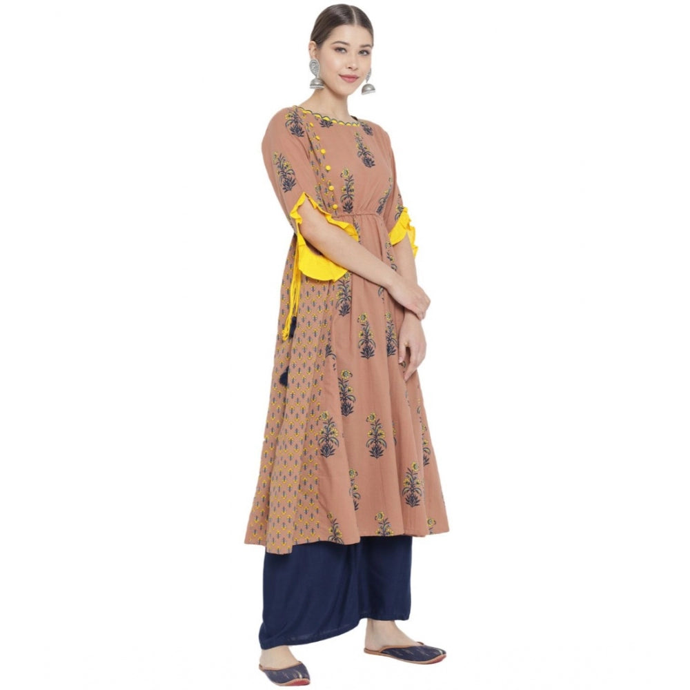 HD Women's Casual 3/4 th Sleeve Floral Printed Cotton Kurti (MultiColor)