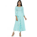 HD Women's Casual 3/4 th Sleeve Embroidery Rayon Kurti (Sky Blue)