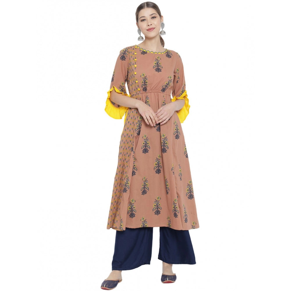 HD Women's Casual 3/4 th Sleeve Floral Printed Cotton Kurti (MultiColor)