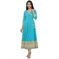 HD Women's Casual 3/4 th Sleeve Embroidery Cotton Blend Kurti (Torque Green)