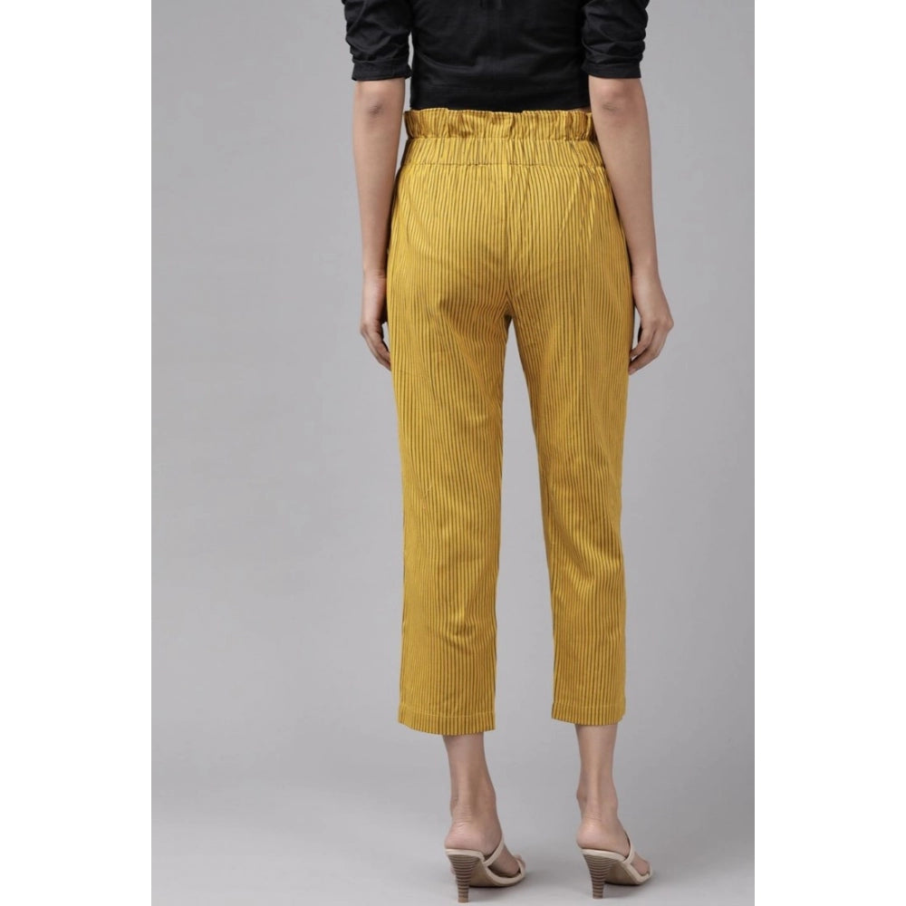 HD Women's Casual Printed Cotton Flex Trouser Pant (Mustard)