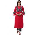 HD Women's Casual Bell Sleeves Floral Printed Cotton Kurti Set (Rani Pink)