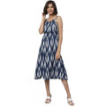 HD Women's Casual Sleeveless Ikat Print Rayon Dress (Blue)