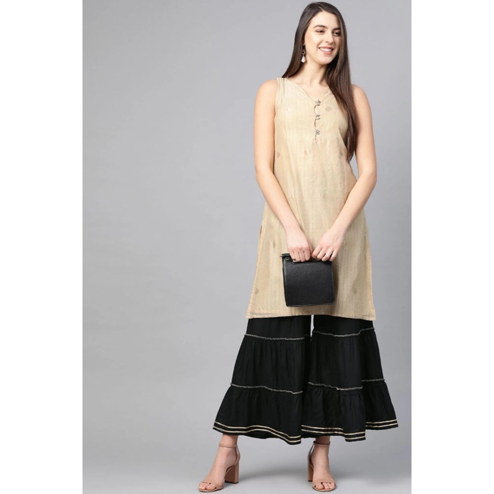HD Women's Casual Solid Rayon Sharara (Black)