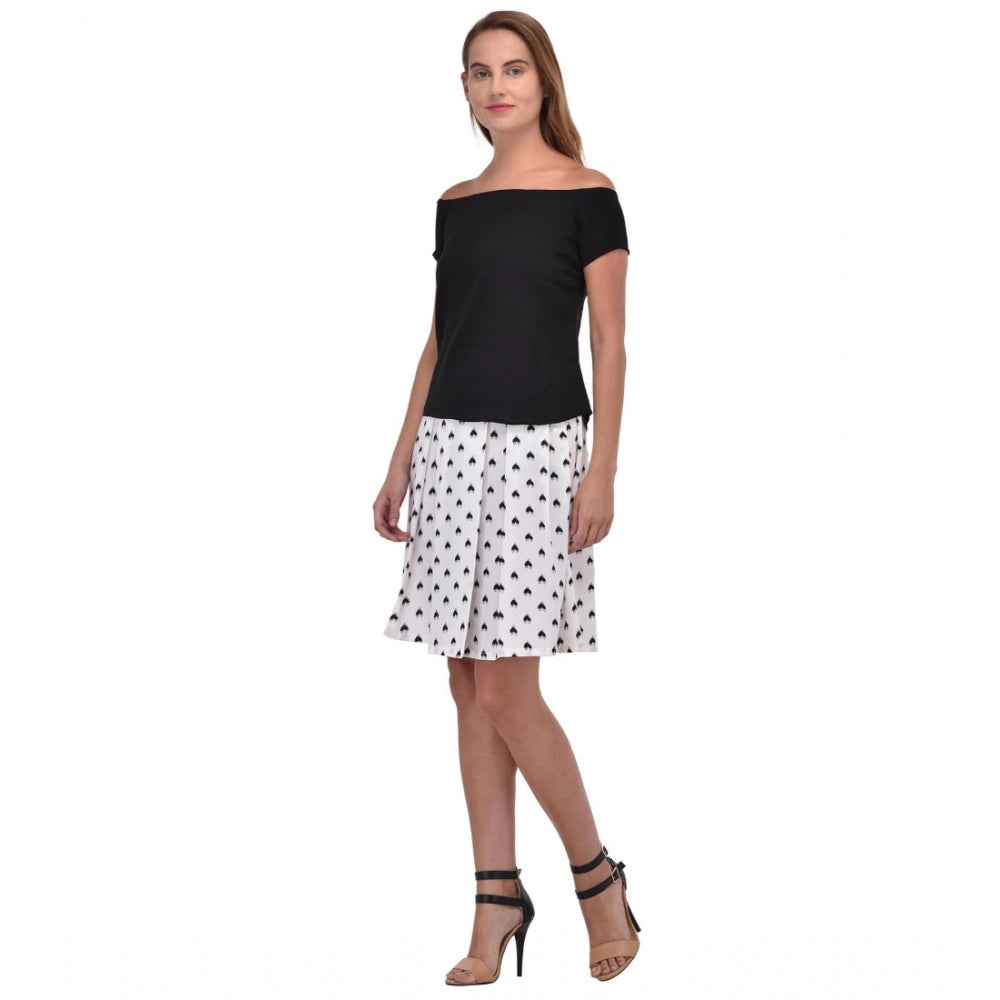 HD Women's Cotton Blend Solid Short Sleeves Dress (Black)