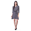 HD Women's Cotton Blend Solid 3-4 Sleeve Dress (Blue)