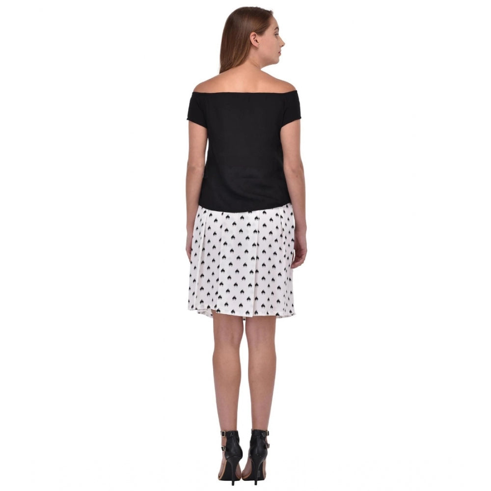 HD Women's Cotton Blend Solid Short Sleeves Dress (Black)