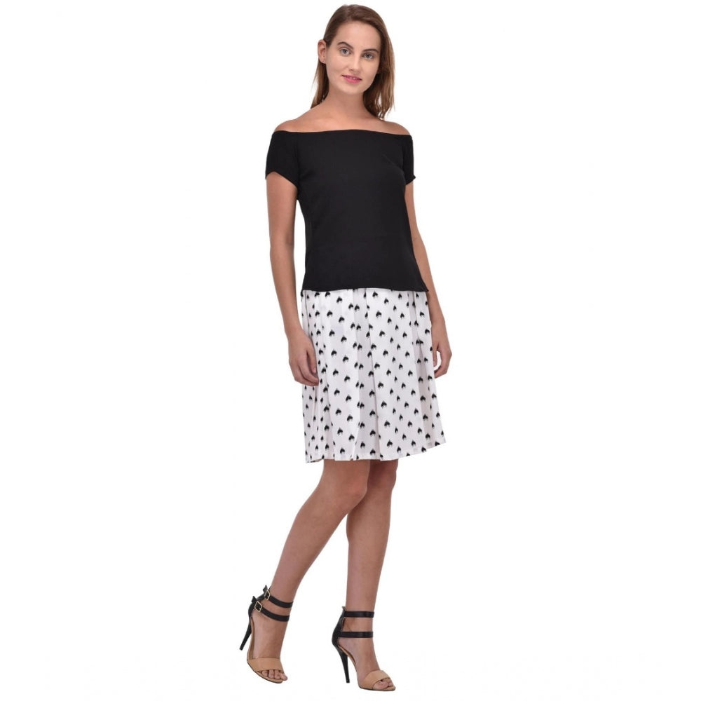 HD Women's Cotton Blend Solid Short Sleeves Dress (Black)