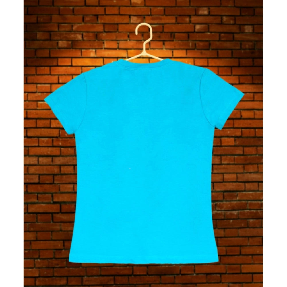 HamariDookan Girl's Casual Short Sleeve Pom Pom Balls Cotton T Shirt (Blue)
