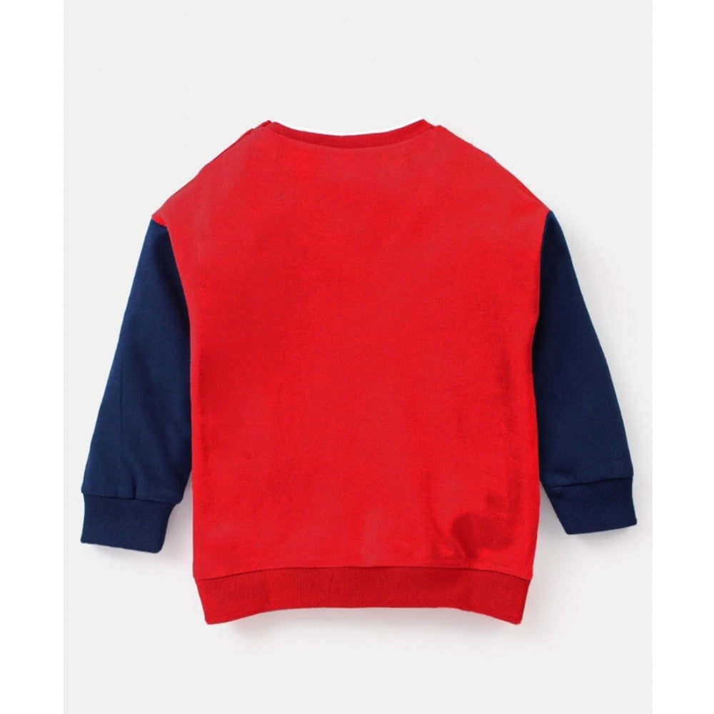 HamariDookan Boy's Casual Full Sleeve Printed Cotton T Shirt With Pant (Red)