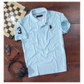 HamariDookan Men's聽Casual Half sleeve Solid聽Cotton Polo Neck T-shirt (Sky Blue)