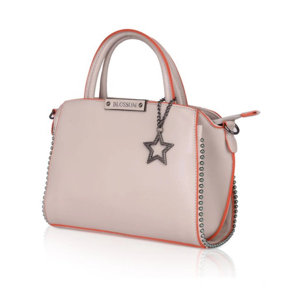 Women's Faux Leather Metal Beads Handbag (Khaki)