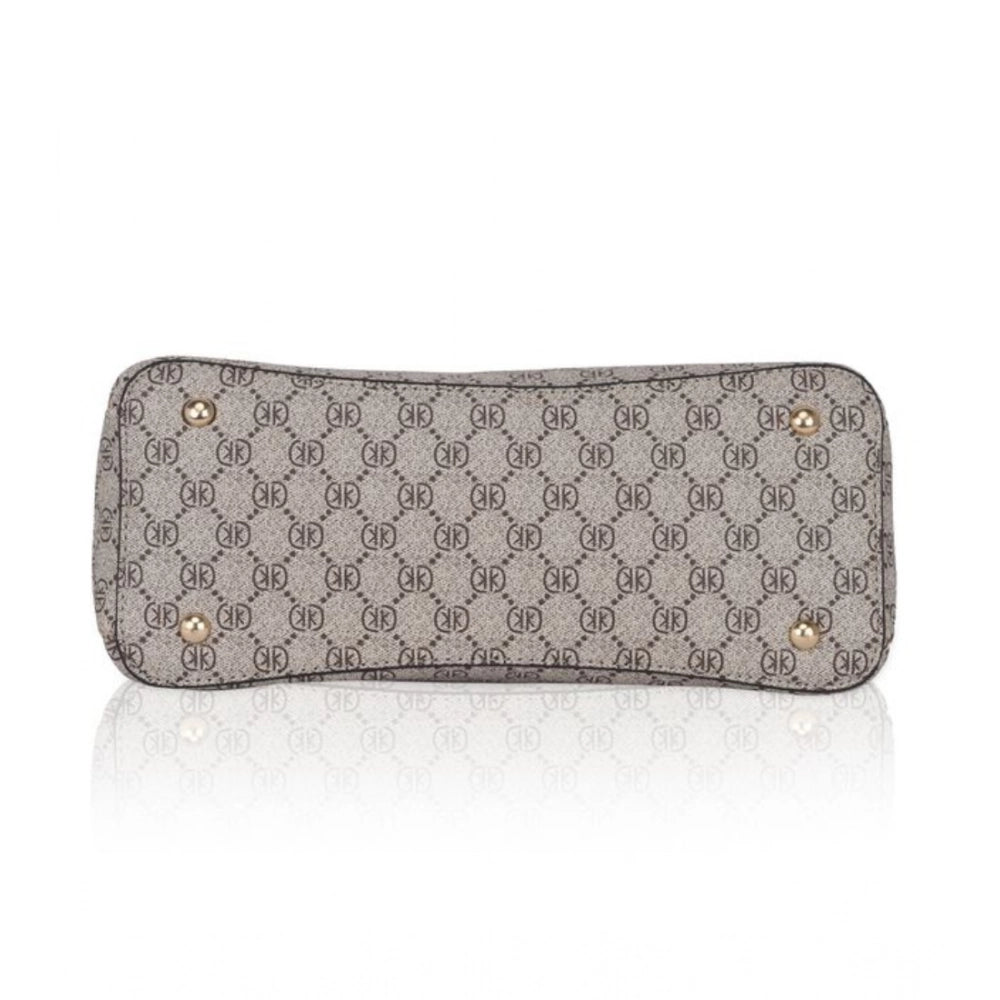 Women's Faux Leather Printed Handbag (Beige)