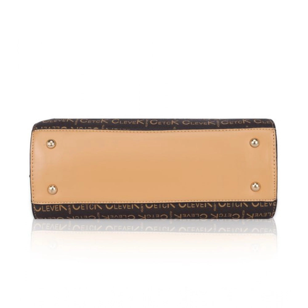 Women's Faux Leather Printed Handbag (Camel)