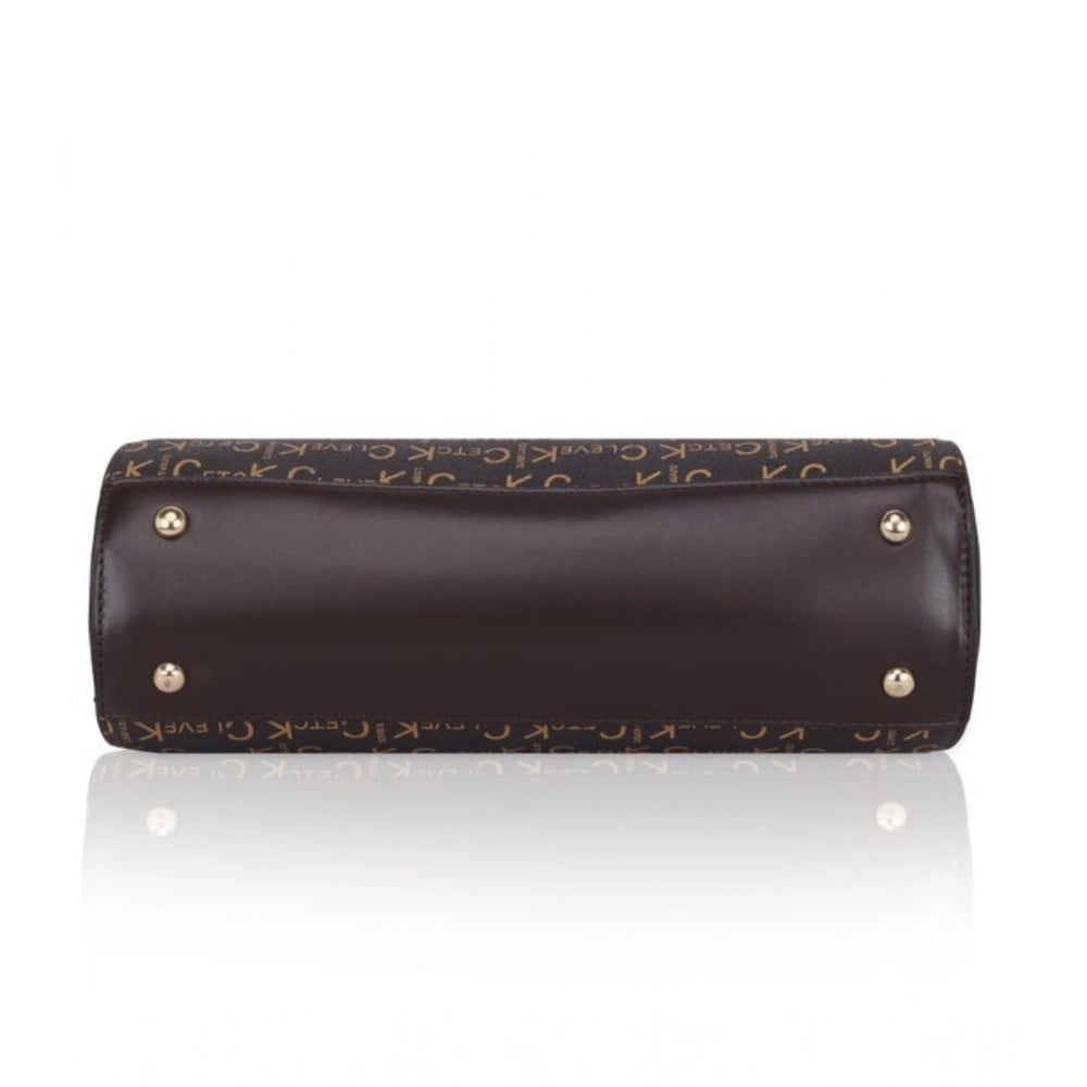 Women's Faux Leather Printed Handbag (Coffee)