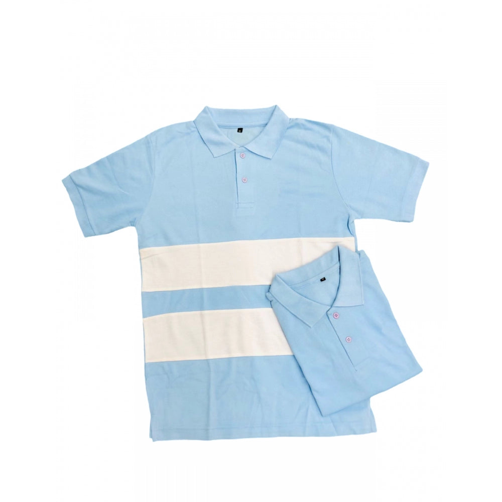 HamariDookan Men's聽Casual Short Sleeves Cotton Polo Neck T-shirt (Aqua Blue)