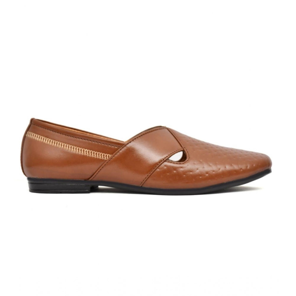 HD Men's Faux Leather Formal Shoes (Tan)