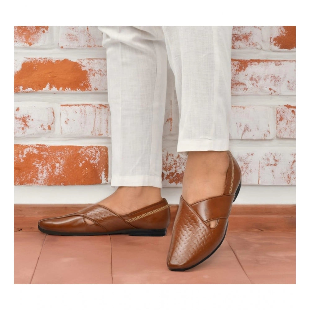 HD Men's Faux Leather Formal Shoes (Tan)