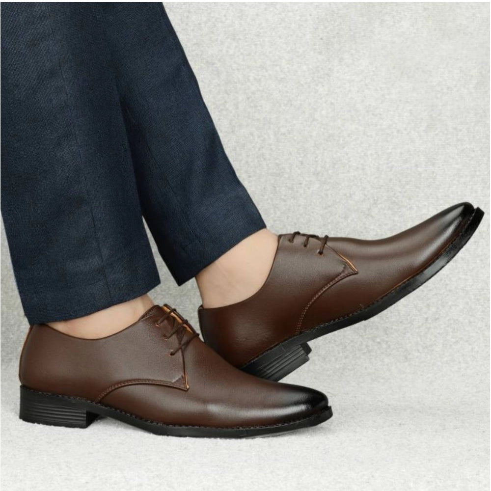 HD Men's Faux Leather Formal Shoes (Brown)