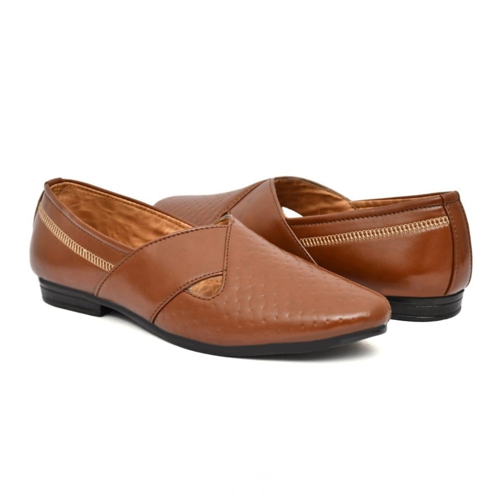 HD Men's Faux Leather Formal Shoes (Tan)