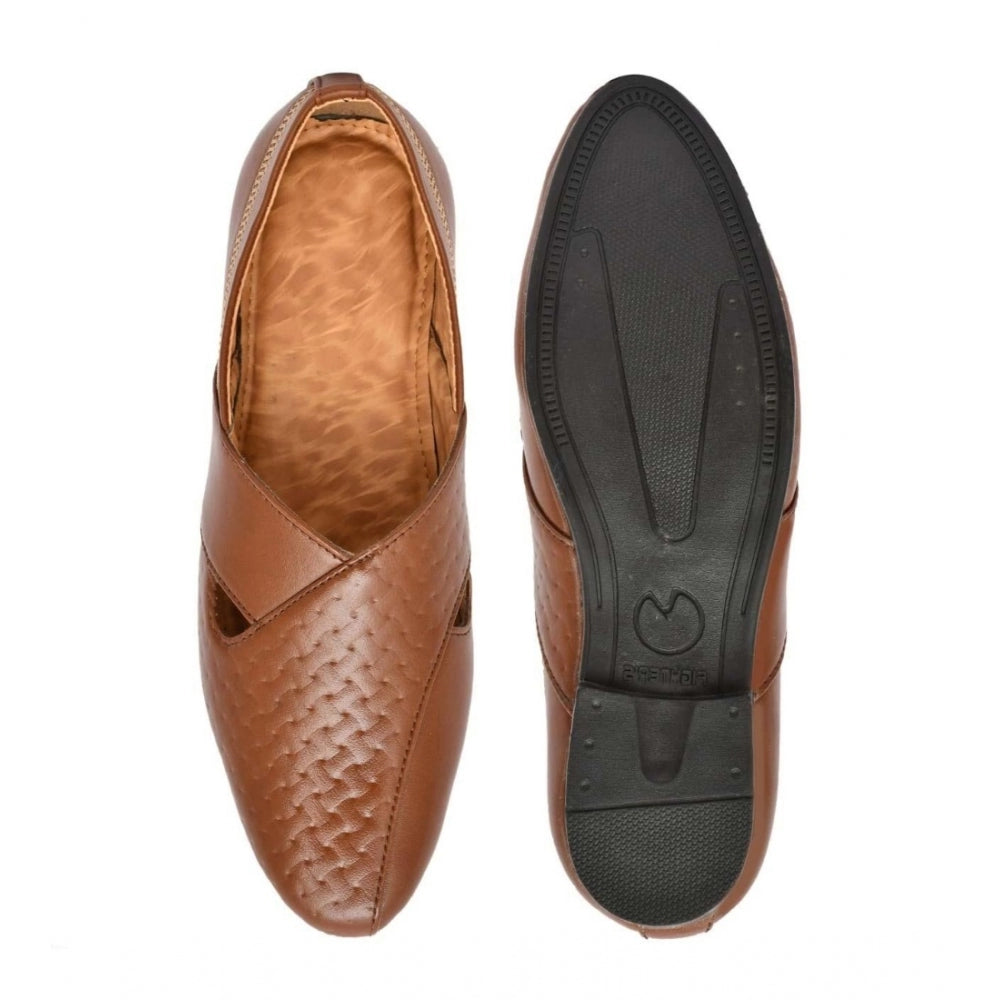 HD Men's Faux Leather Formal Shoes (Tan)
